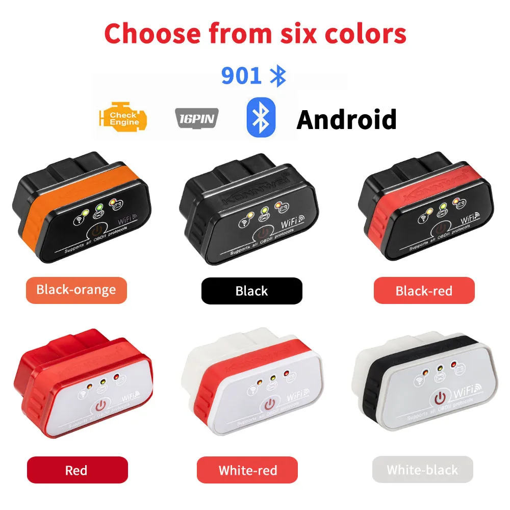 KONNWEI KW901 Bluetooth Автомобильный детектор неисправностей двигателя сканер