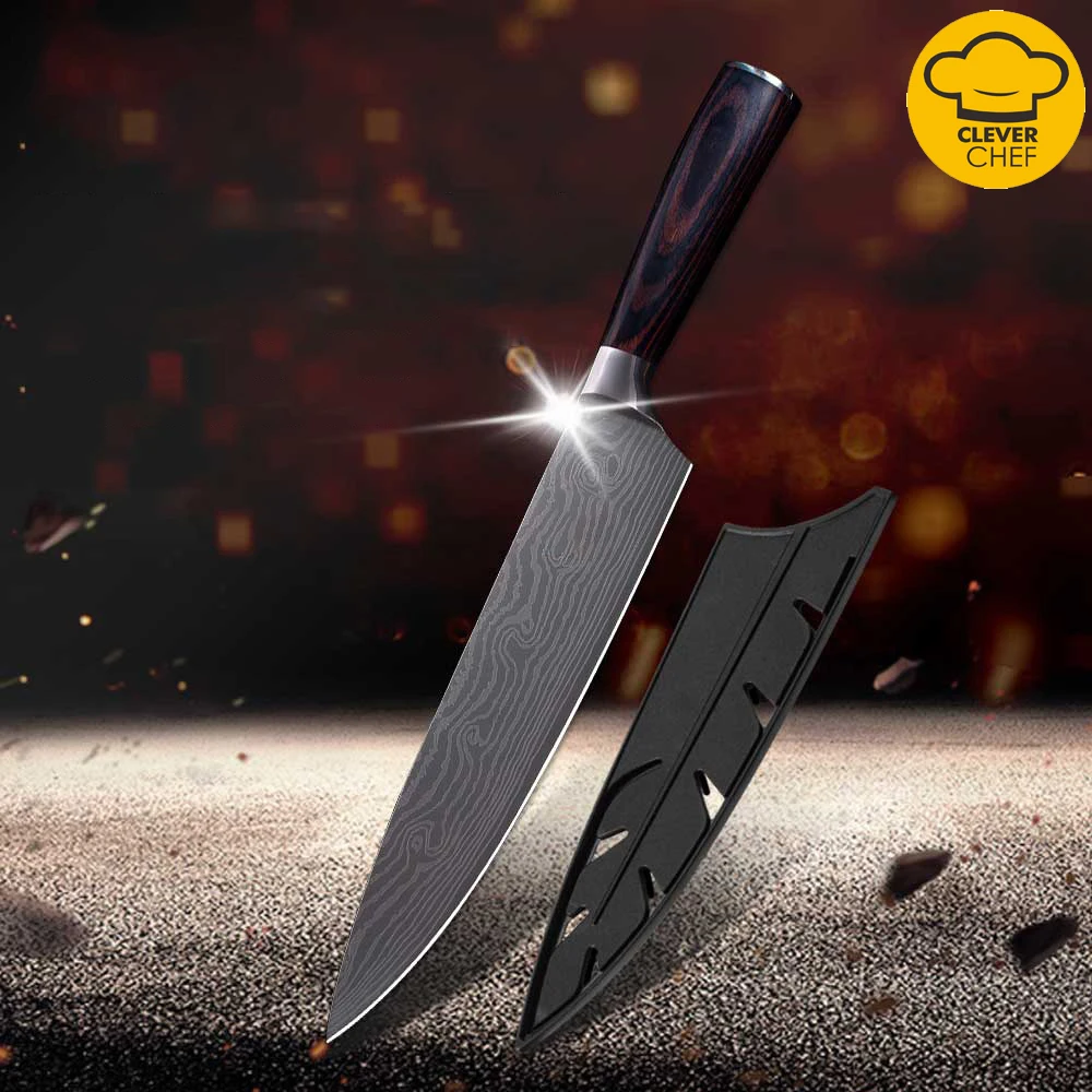 Нож шеф-повара из дамасской стали 8 дюймов | Дом и сад