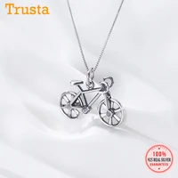 trustdavis real 925 sterling silver fashion personality bike choker necklace for women wedding mothers day fine jewelry db470