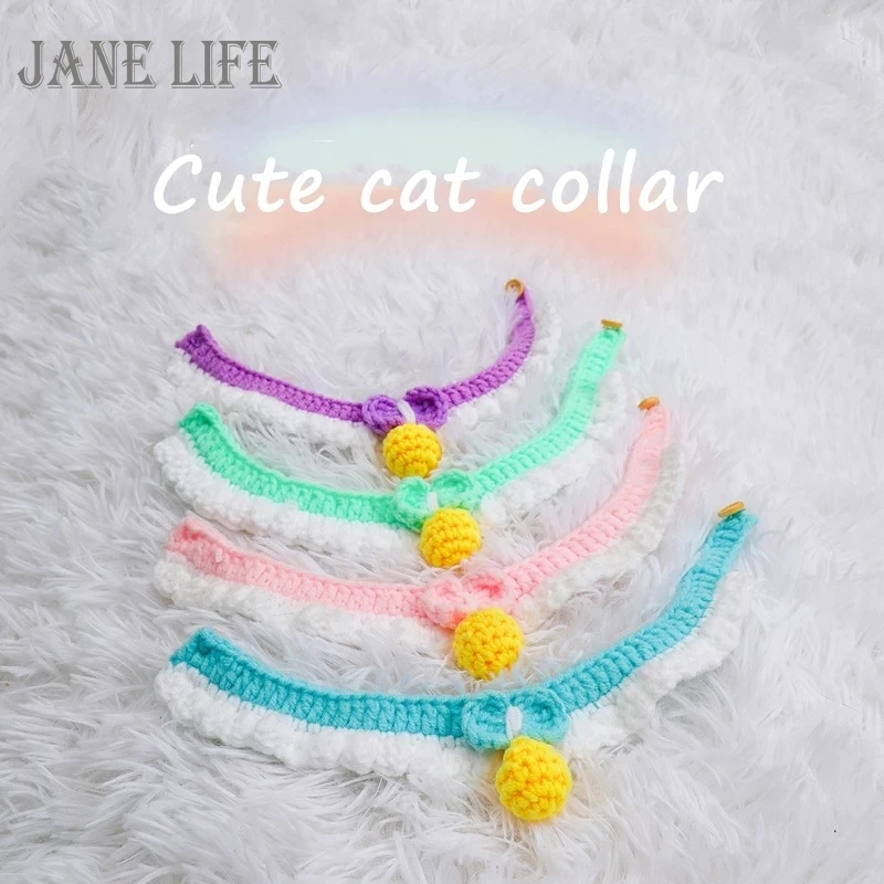 

Cute Handmade Knitting Cats Collars Small Dogs Bowknot Bowtie Chihuahua Puppies Necklace XS-L Kitten Collar Accessories