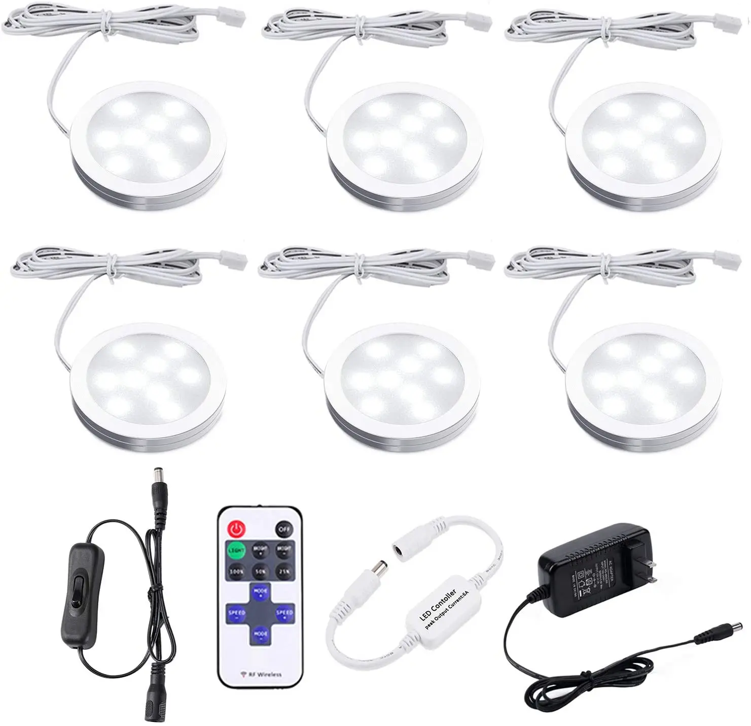 ultra thin dimmable 12v led under cabinet lights kit black cord aluminum led puck light lamp for kitchen counter closet lighting free global shipping