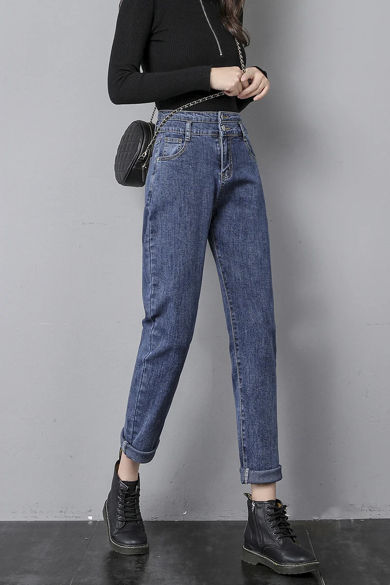 

Gray Stretch Jeans Women 2021 All-Match Thin High-Waisted Straight Wide-Leg Harlan New Spring Daddy Pencil Pants