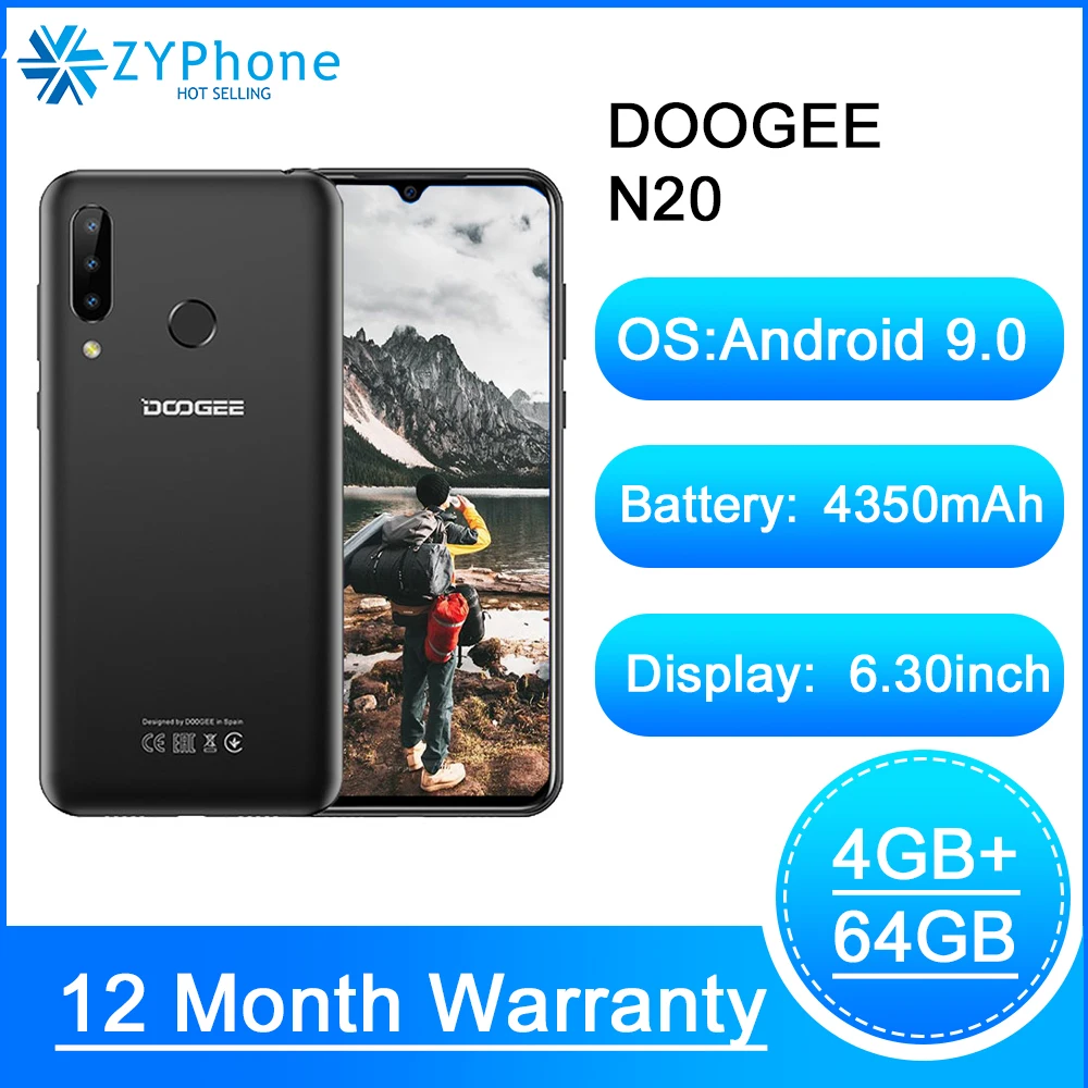 DOOGEE N20 мобильный телефон с 6 3 дюймовым дисплеем восьмиядерным процессором MT6763 ОЗУ