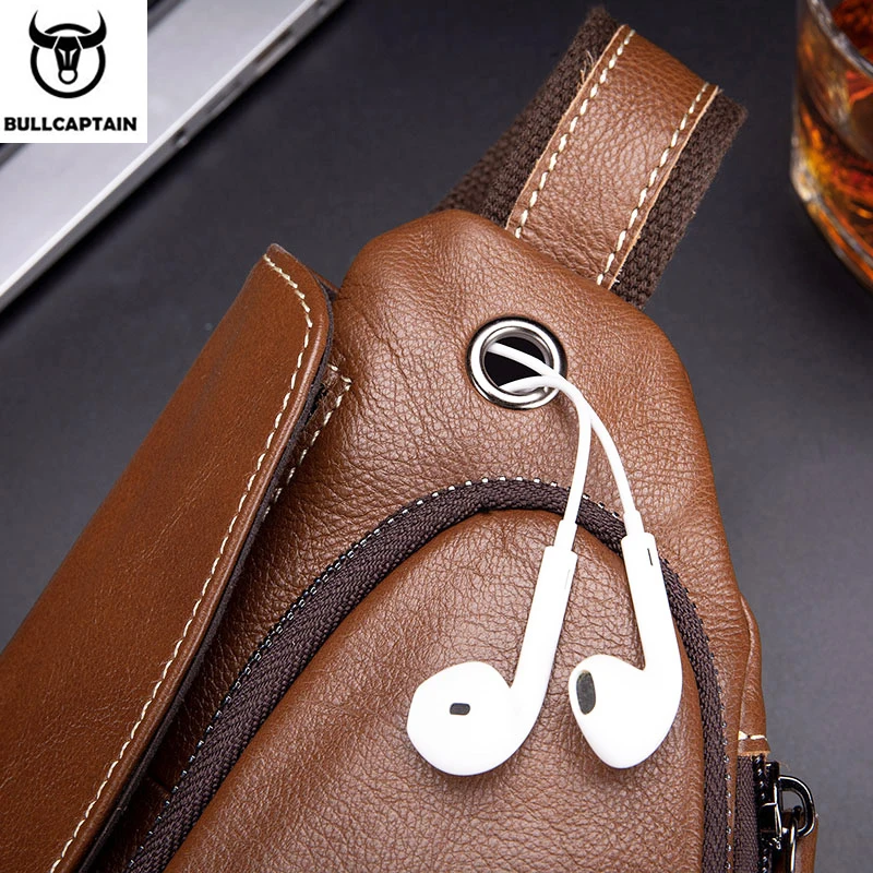 

Bullcaptain Men's Casual Messenger Bag Men's Headphones Chest Bags Messenger Bag's Leather Chest Bag for Men 2020new Chest Bags