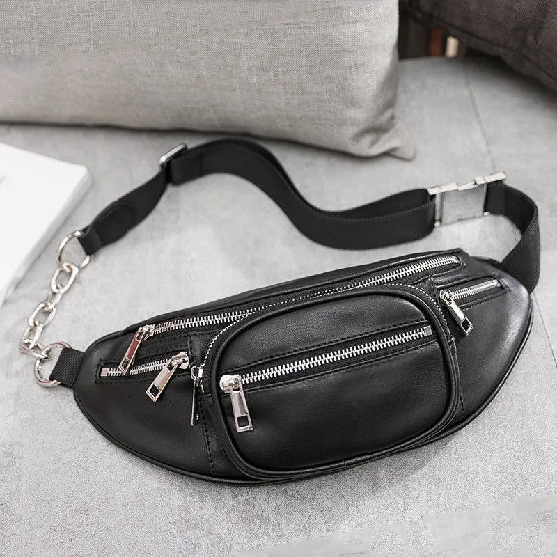 Новинка 2020 мягкая кожаная мотоциклетная мини нагрудная сумка в стиле хип хоп для