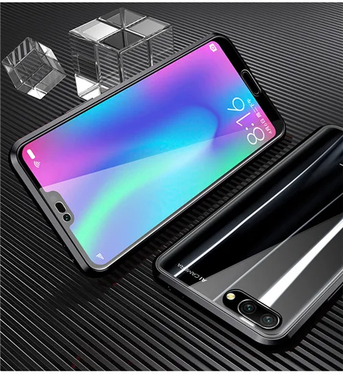 Черный 360 Полный Магнитный чехол для huawei Honor 10 стеклянный чехол для Honor V10 чехол Магнит закаленное стекло чехол для Honor 10i чехол для телефона - Цвет: Черный