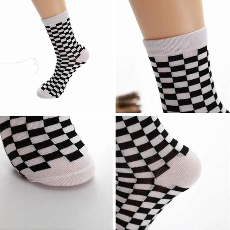 

Korea Funky Harajuku Trend Women Checkerboard Socks Geometric Checkered Socks Men Hip Hop Cotton Unisex Streetwear Novelty Socks
