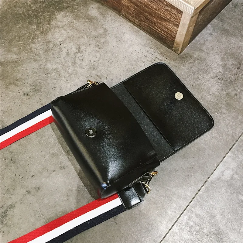 Женская квадратная сумка XZP кожаная с широким плечевым ремнем и двойной молнией в