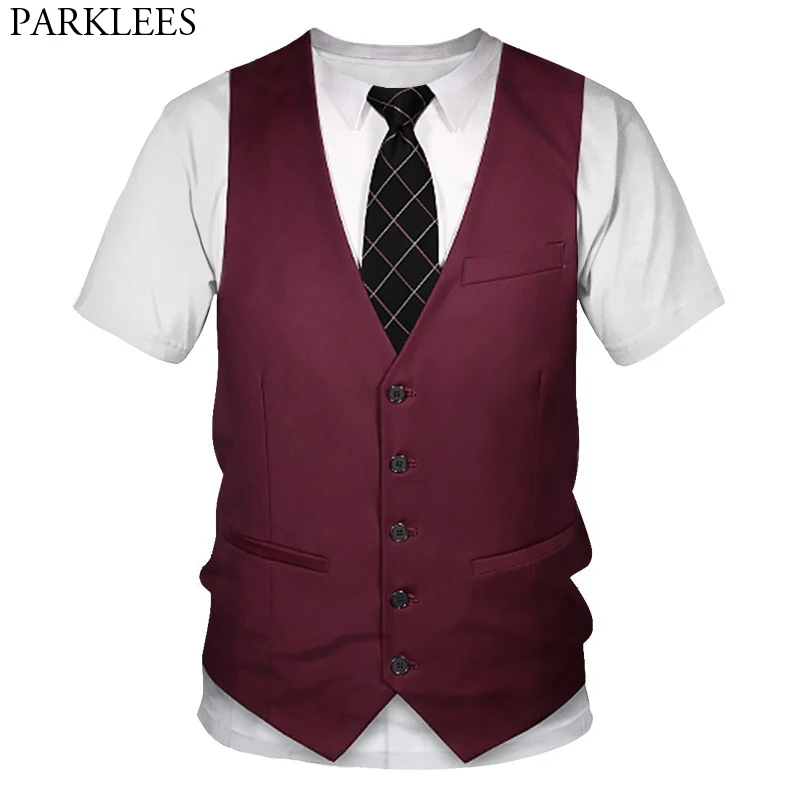 

Funny Fake Suit Vest 3D Printed Tuxedo T-Shirt Men Casual Short Sleeve Tshirts Mens Harjuku Hip Hop Halloween Cosplay Costumes