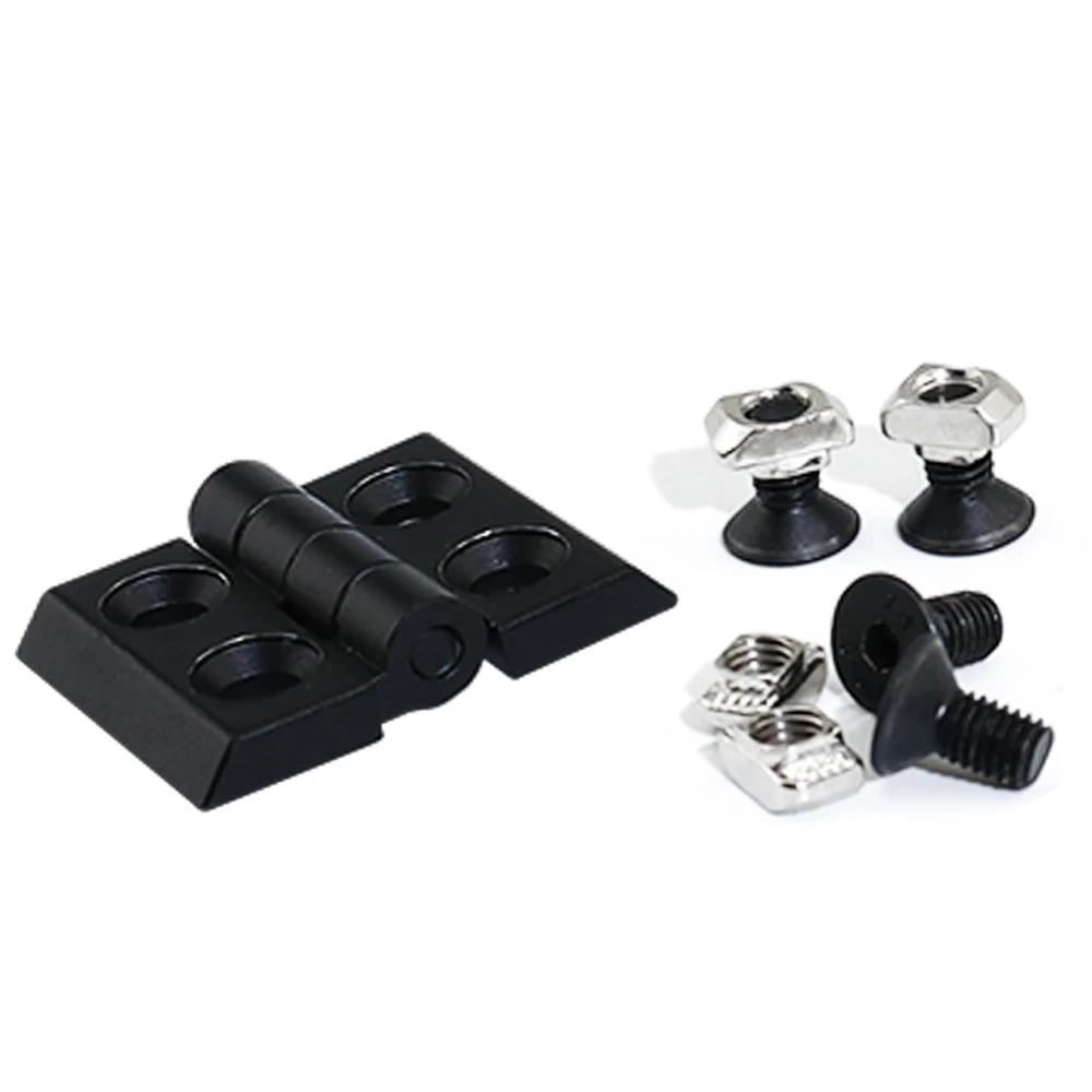 

4pcs Door Butt Hinges,Door Frame Black Metal Hinge with Screws and T nut for Aluminum Extrusion Profile 30S