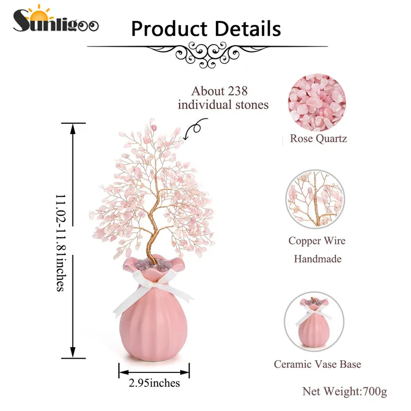 Сувенирное дерево Sunligoo украшения по фэн шуй мини драгоценный камень бонсай