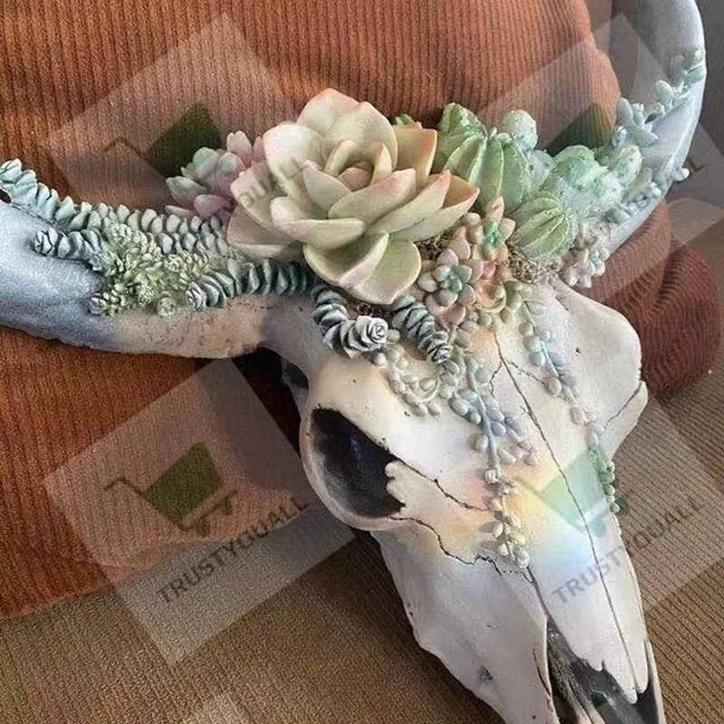 Полимерный длинный Рог голова КОРОВЫ черепа настенный Декор 3D Скульптура