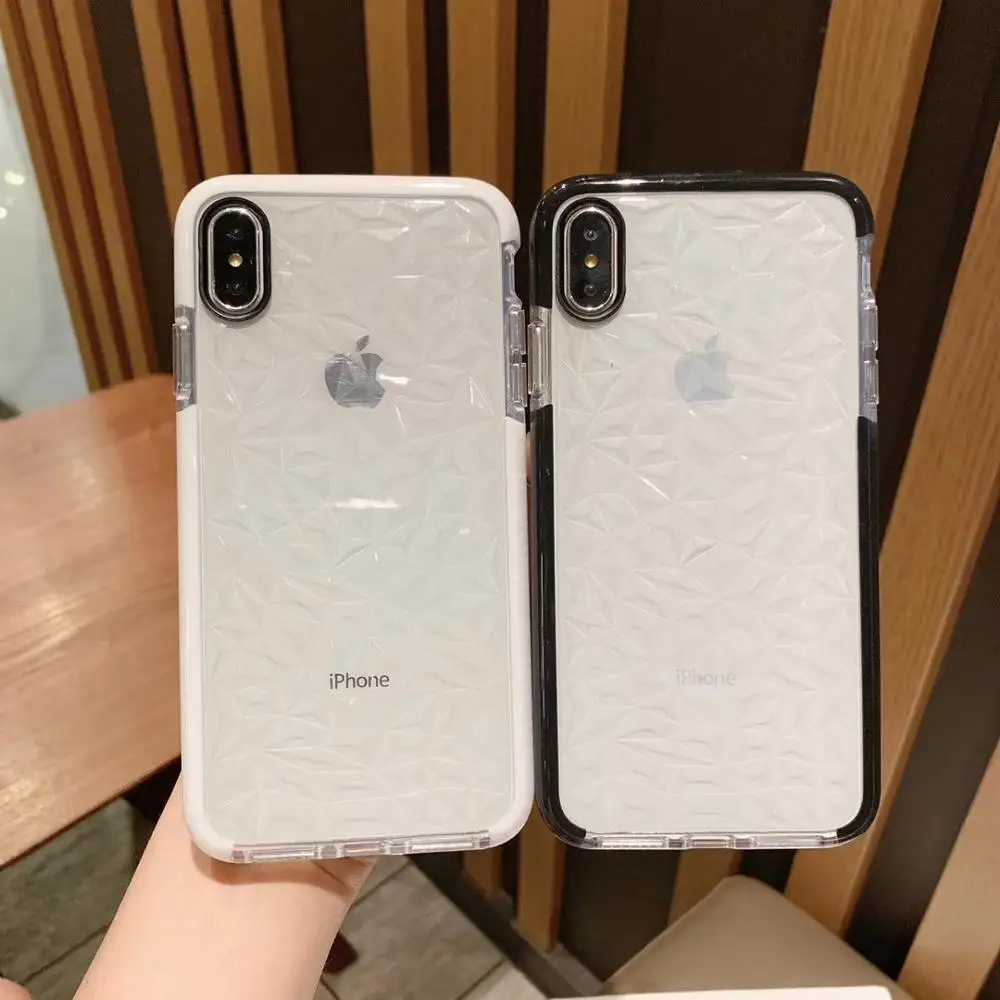 2020 противоударный Прозрачный чехол для телефона с алмазной текстурой iPhone 11 Pro Max XR
