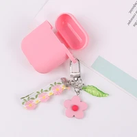 for airpods case cute airpods 2 cover luxury colorful lace flower keychain silicone earphone cover for air pods cover