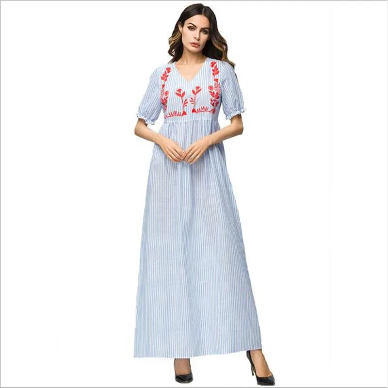 Высокая талия линия Макси длинное платье с вертикальными полосками шикарный