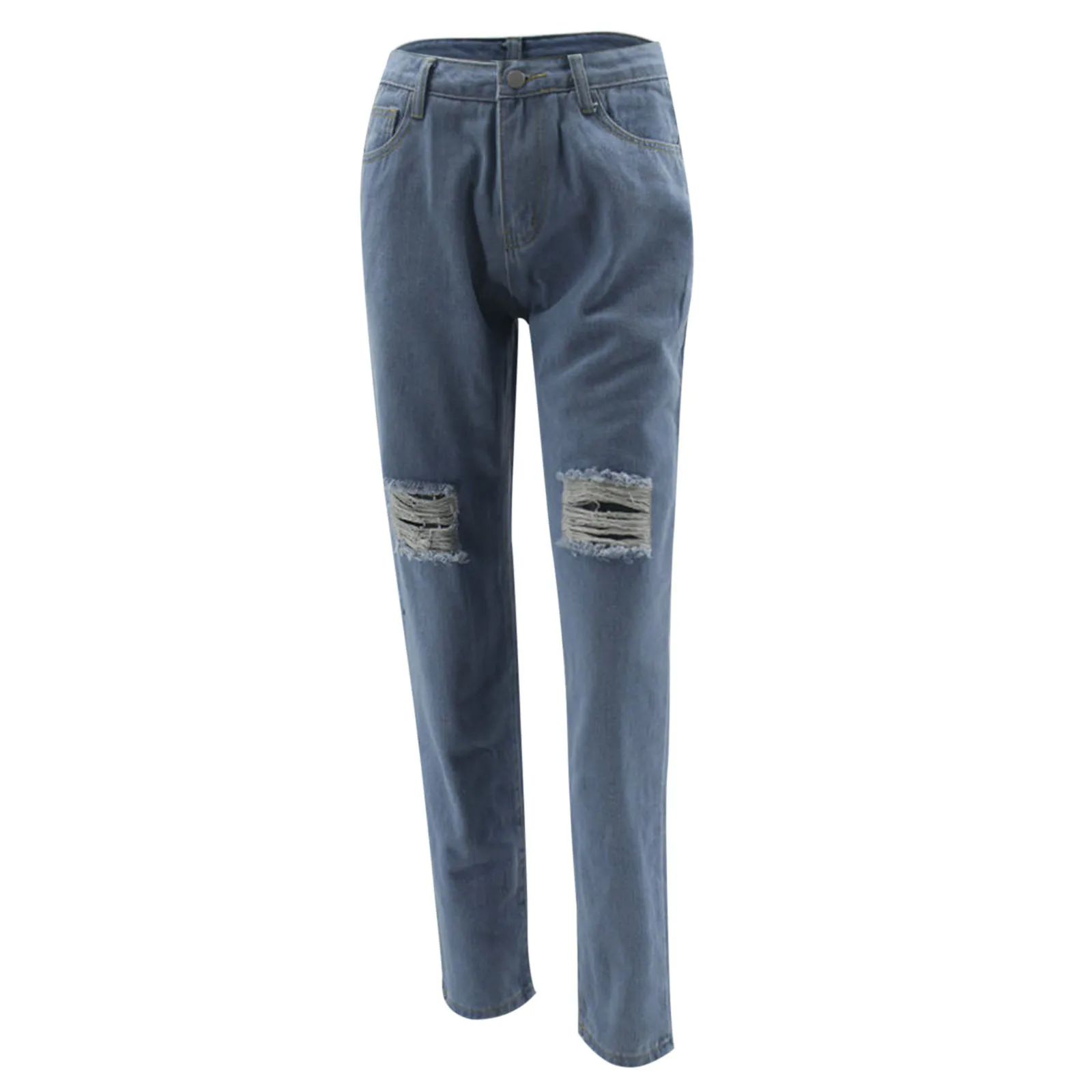 

Denim Trousers Wide Leg Ripped Distressed Pants Boyfriend Jeans Streetwear Casual 90s High Waist Pocket Elastic Hole Jeans