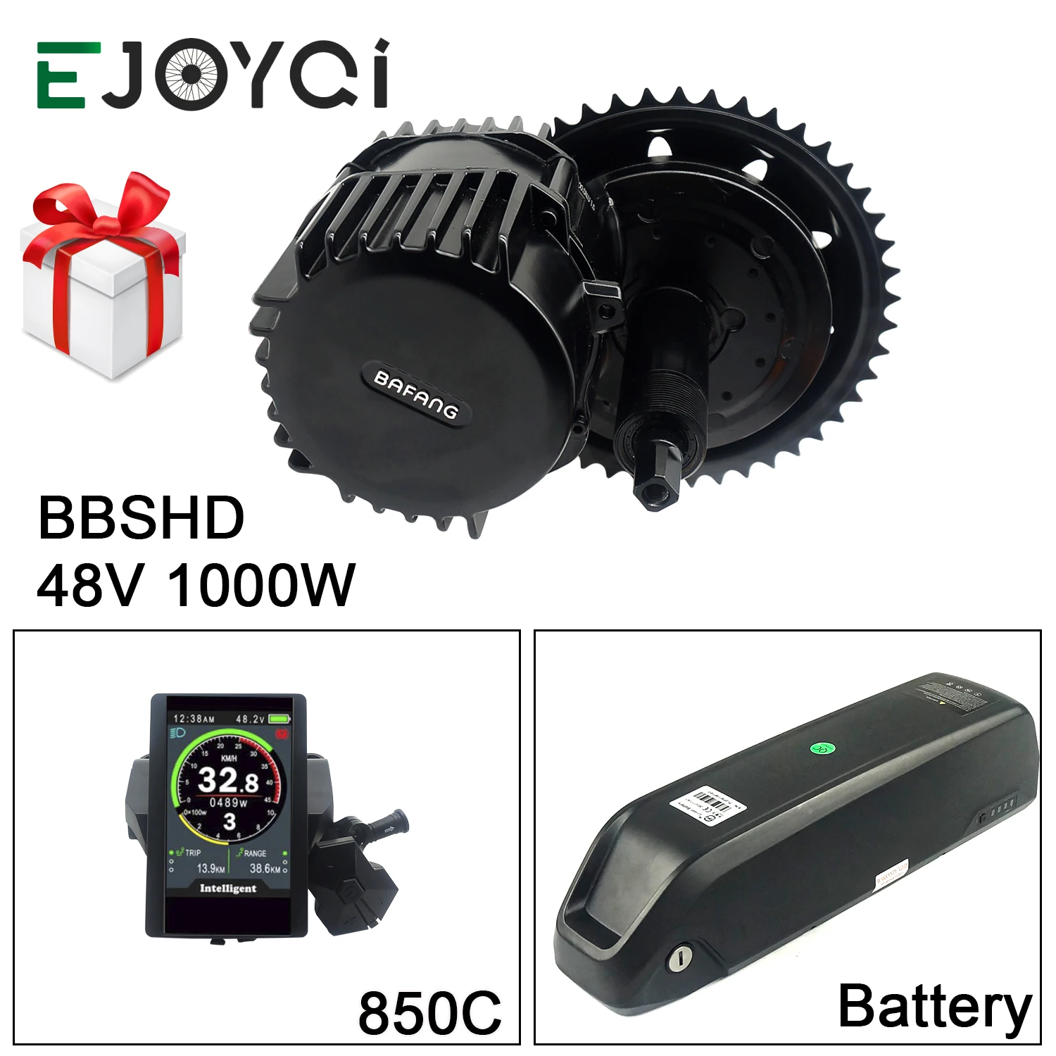 

BAFANG M615 48V 1000W 16Ah Li-ion Battery BBSHD C965 750C Gear Sensor Ebike Mid Drive Motor Conversion Kit with Light