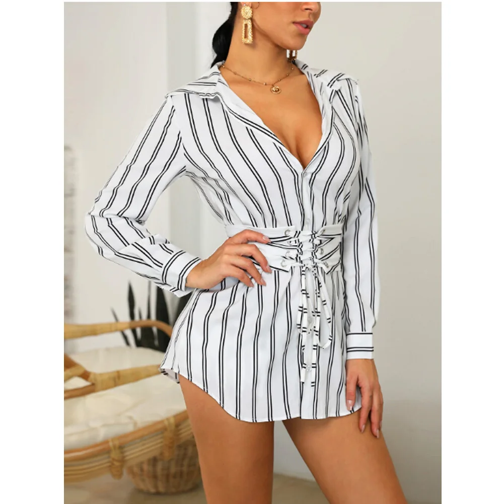 Новинка 2019 женское сексуальное уличное мини платье в полоску с длинным рукавом и