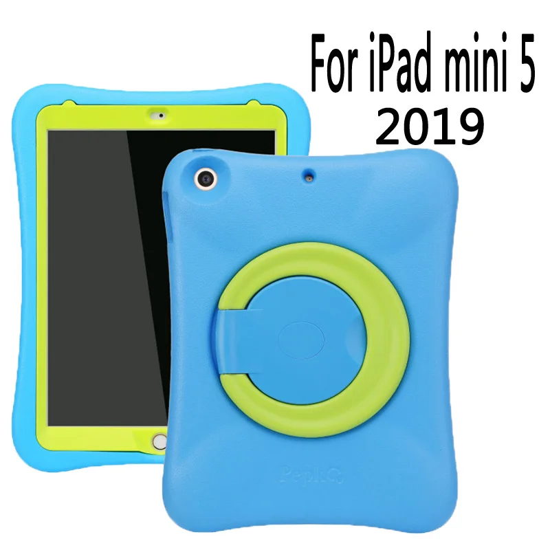 Pepkoo для iPad mini чехол mini 4 чехол EVA funda мягкая детская Противоударная подставка с поворотом на 360 градусов для iPad mini 5 Чехол couqe - Цвет: mini5lightblue