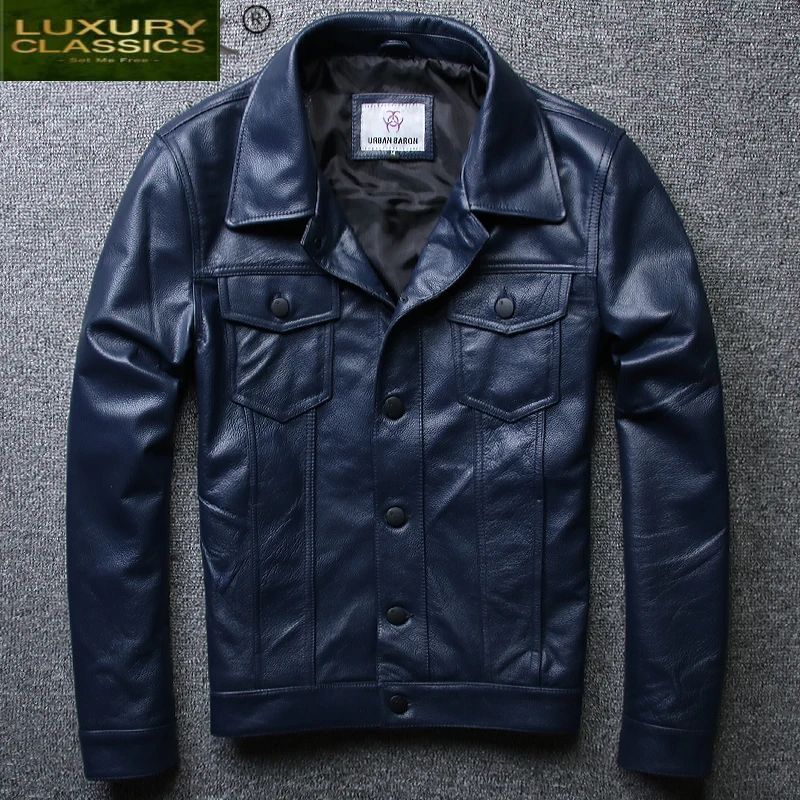 

100% Genuine Leather Coat Men Clothes 2021 Streetwear Motorcycle Natural Real Cow Leather Jacket Male Coat Men's Jackets