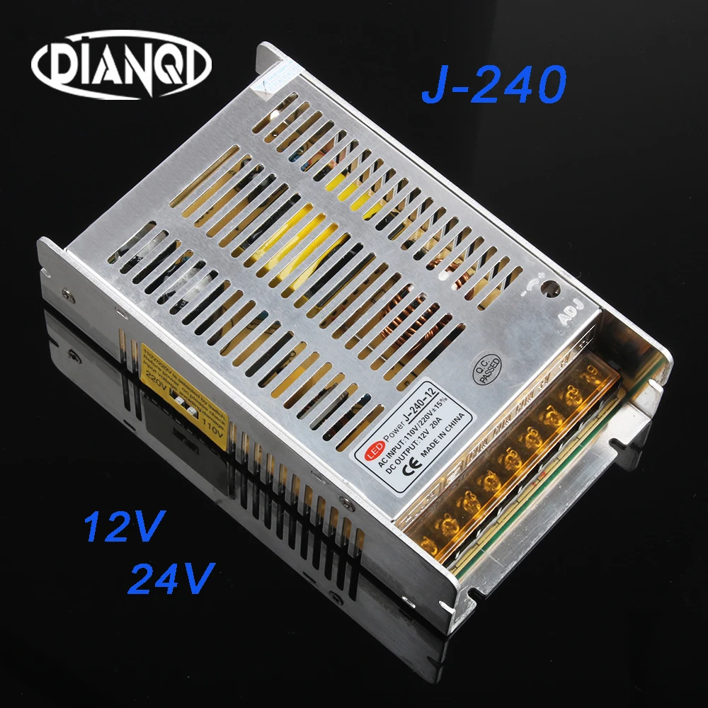 

TOP brand DIANQI 24V 10A 240W 12V 20A switching power supply LED Strip Light power supply transformer 100-240V Free Shipping
