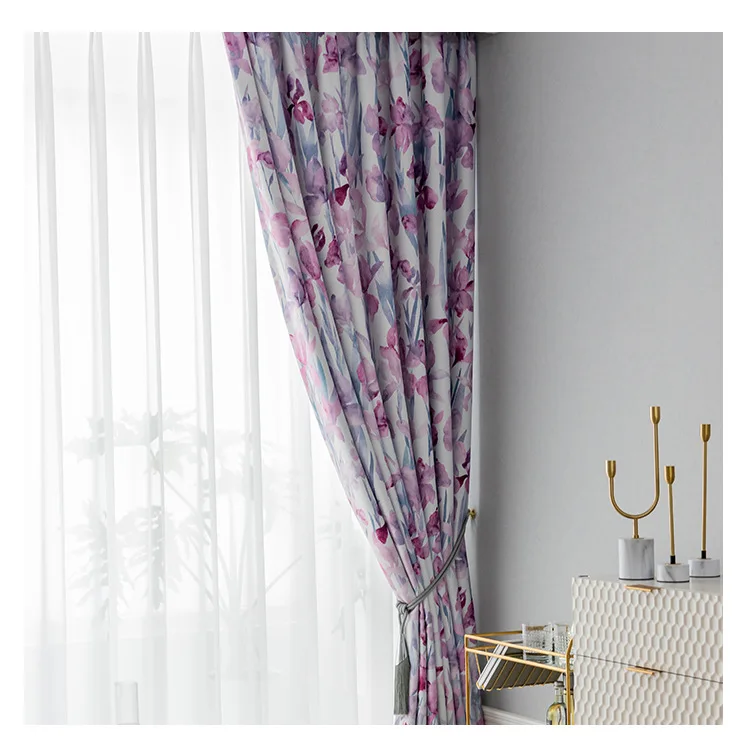 

[Beautiful Purple] Modern Minimalist Single-sided Light Printed Cloth Curtains Are Suitable for The Living Room Bedroom Curtains