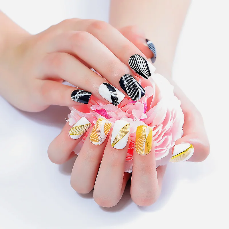 1 шт. волнистые наклейки для дизайна ногтей золотистые серебристые белые черные 2