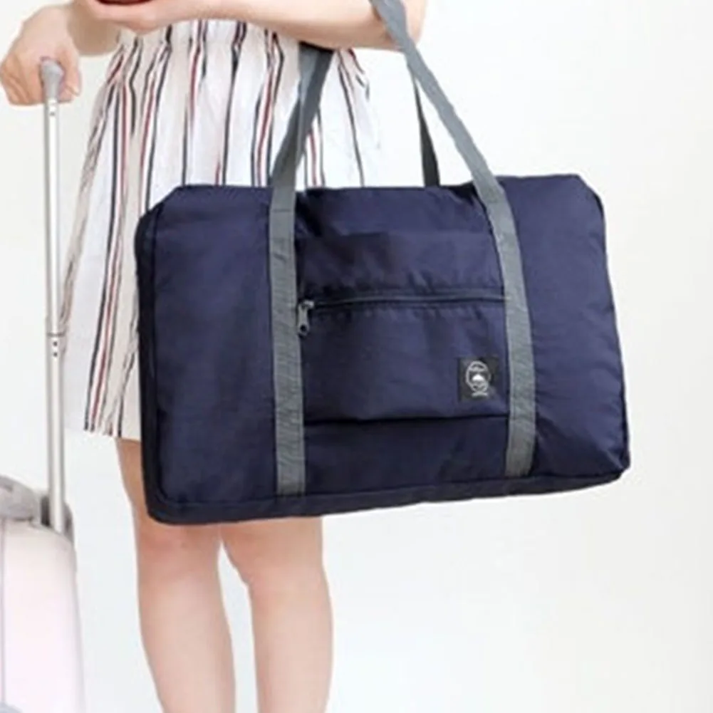 

Clothes Storage Space Saving Organizer Portable Polyester Dual Zipper Handheld Foldable Side Pocket Single Shoulder Travel Bag