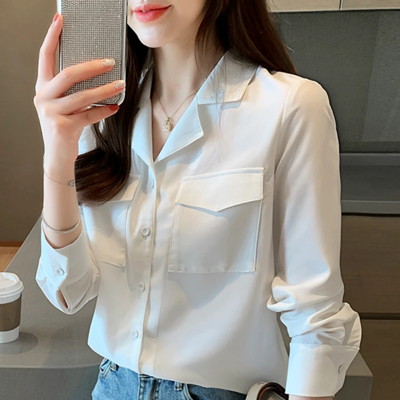 Для женщин s Топы и блузки с v образным вырезом офисная блузка топы белого цвета