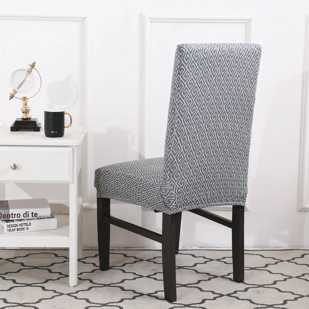 Серый чехол для стула с принтом универсальный размер чехлы протектор сидений