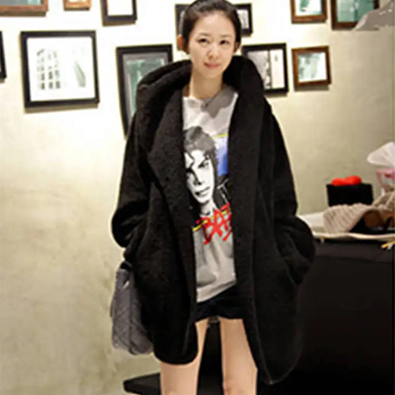 Winter Cotton Women's Coat Hooded Long Sleeve Cardigan Sashes Loose Solid Thick Fashion Office Lady Coat Parkas