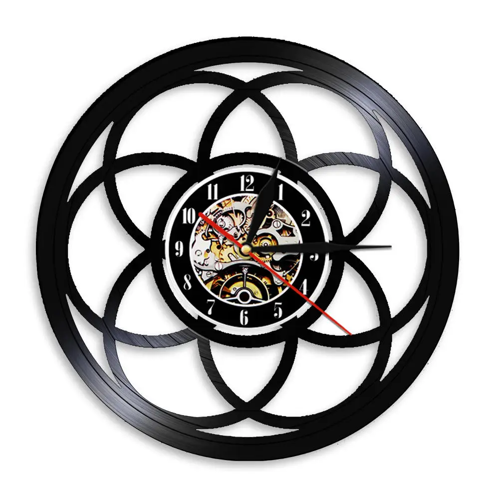 Настенные часы в стиле ретро с изображением цветка жизни Геометрическая мандала