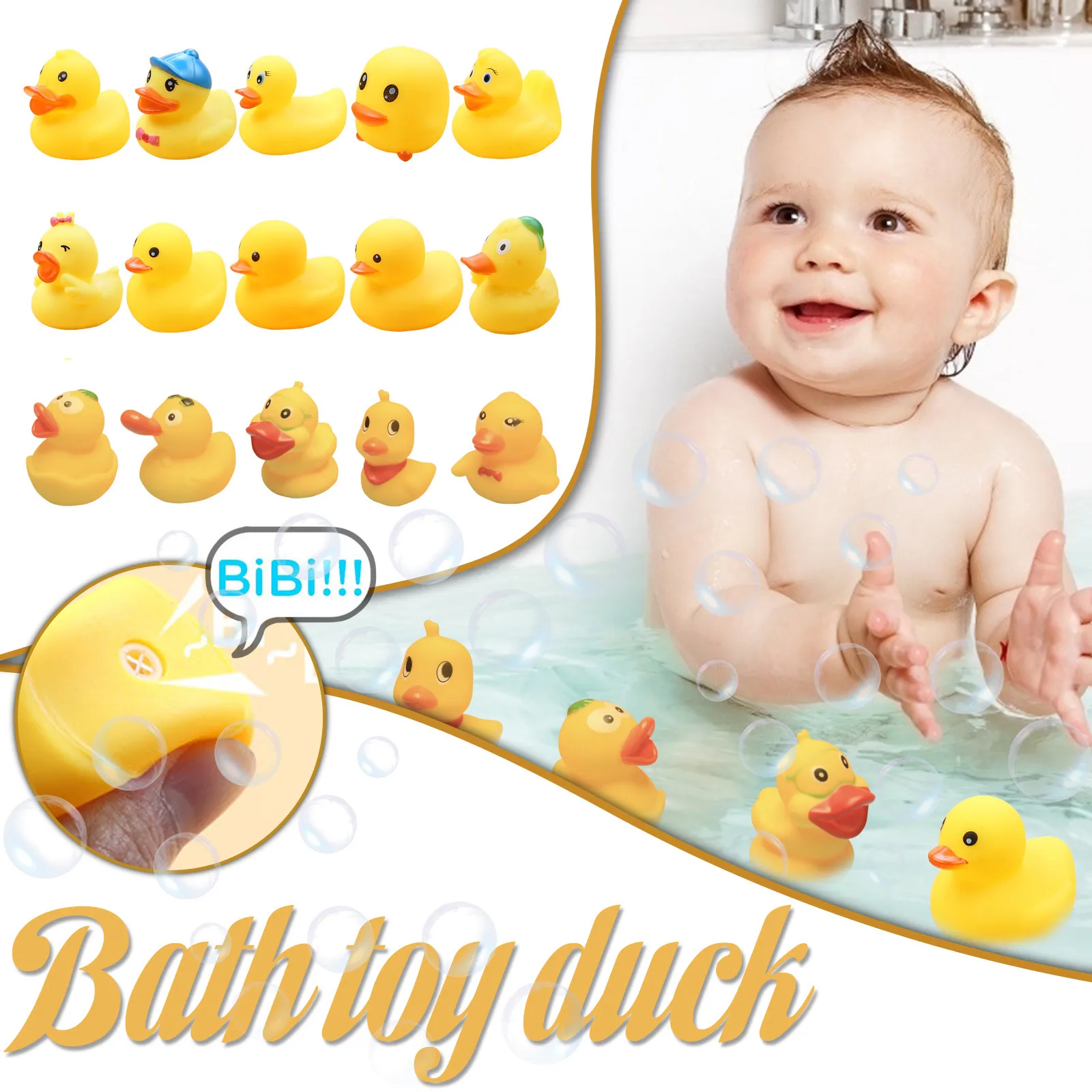 

Little yellow Baby Bath Ducks Toys Colorful Rubber Ducks Family Squeak Ducks Baby Shower Toy Water Squeeze Dabbling For Toddlers