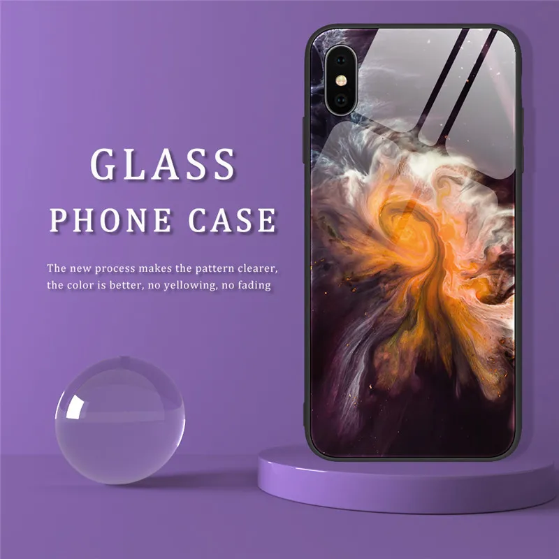 Чехол из закаленного стекла с мраморным рисунком для iphone 11 Pro XS Max XR 10X7 8 6 S Plus