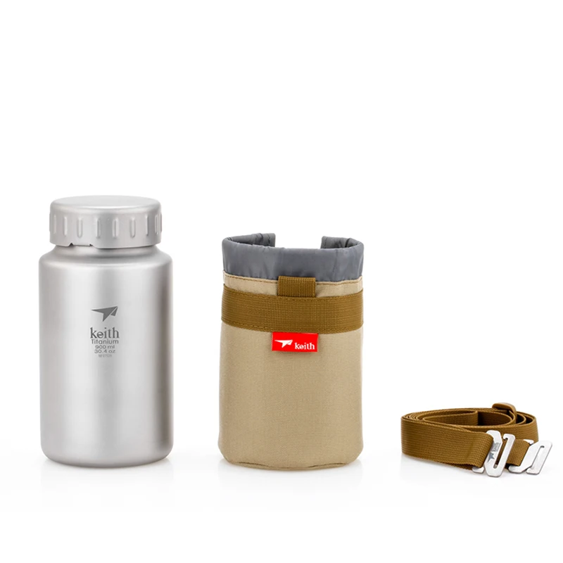 900ml Титановая бутылка Keith, большая емкость, чайник без резьбы, бутылка с широким горлышком, сумка для чайника, большая емкость, 900 мл, 1200 мл - Цвет: 900ml