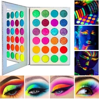 24 colors glow neon eyeshadow palette matte glitter shimmer glow in the dark fluorescent eye shadows makeup smoky party makeup