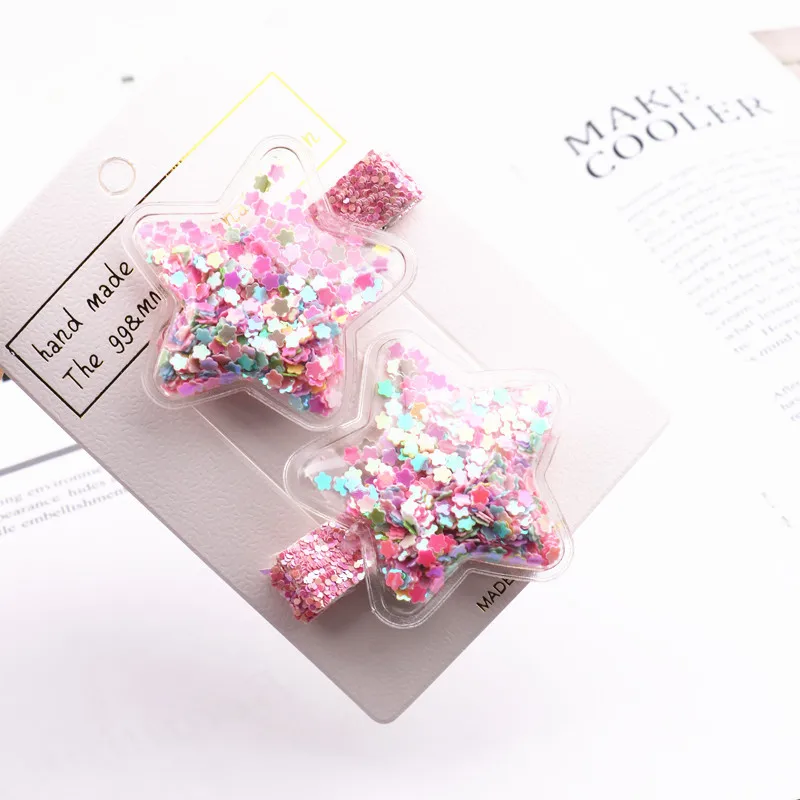 

24Sets Fashion Sequin Quicksand Cartoon Barrettes Hairpins Glitter Star Hair Clips Princess Headwear Boutique Hair Accessories