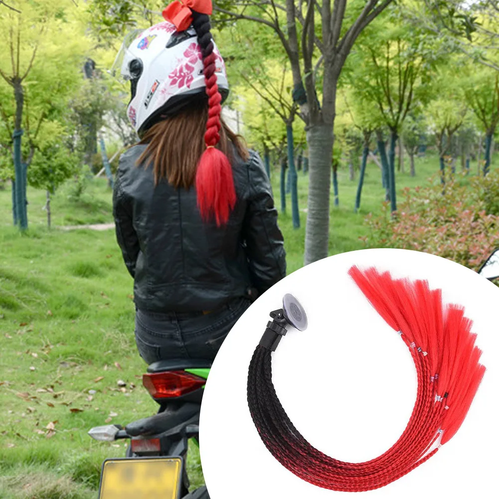 

Motorcycle Helmet Dreadlock Ponytail Gradient Ramp Braids Free Style Punk Suction Cup Biker Helmet Decoration Helmet Accessories