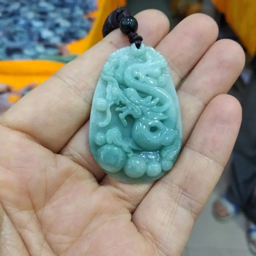 Знаменитый китайский нефритовый кулон зодиак дракон джадит амулет висящий