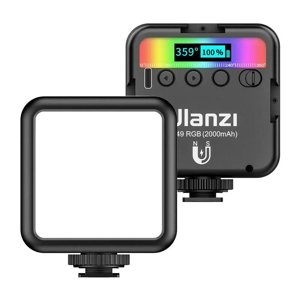 

For Ulanzi VL49 RGB LED Video Light 2500K-9000K Magnetic Light Camera 2000mAh Shoe 3 Type-c Port Extend Fill For DSLR Cold G9X1