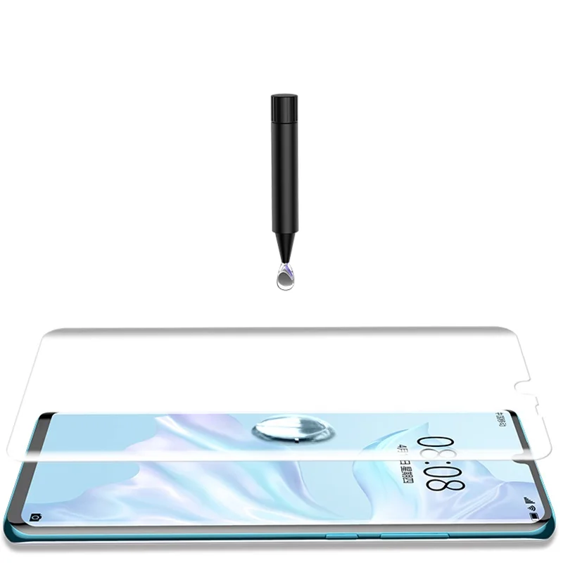 Прозрачный УФ жидкий Полный Клей закаленное стекло для huawei P30 Pro протектор экрана