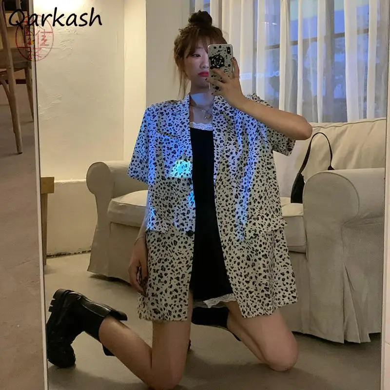

Sets Women Leopard Sexy Girls Loose Short Sleeve Summer Long BF Style Shirt Mini Clubwear Retro Casual Dress Streetwear Harajuku