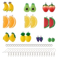 pandahall diy fruit earring making kits for kids with 20pcs resin pendants and brass earring hooks platinum mixed color