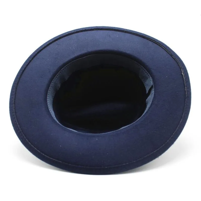 Fashion Men Women Wide Brim Wool Felt Jazz Fedora Hats British style Trilby Party Formal Panama Cap Black Yellow Dress Hat