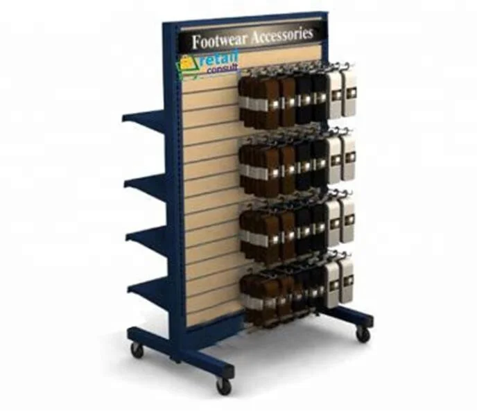 

Shopping mall basket metal floor tool footwear accessories display cabinet with hook