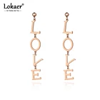 Серьги-подвески Lokaer из нержавеющей стали и титана, ювелирные изделия, розовое золото, висячие серьги для девочек, Orecchini E19233