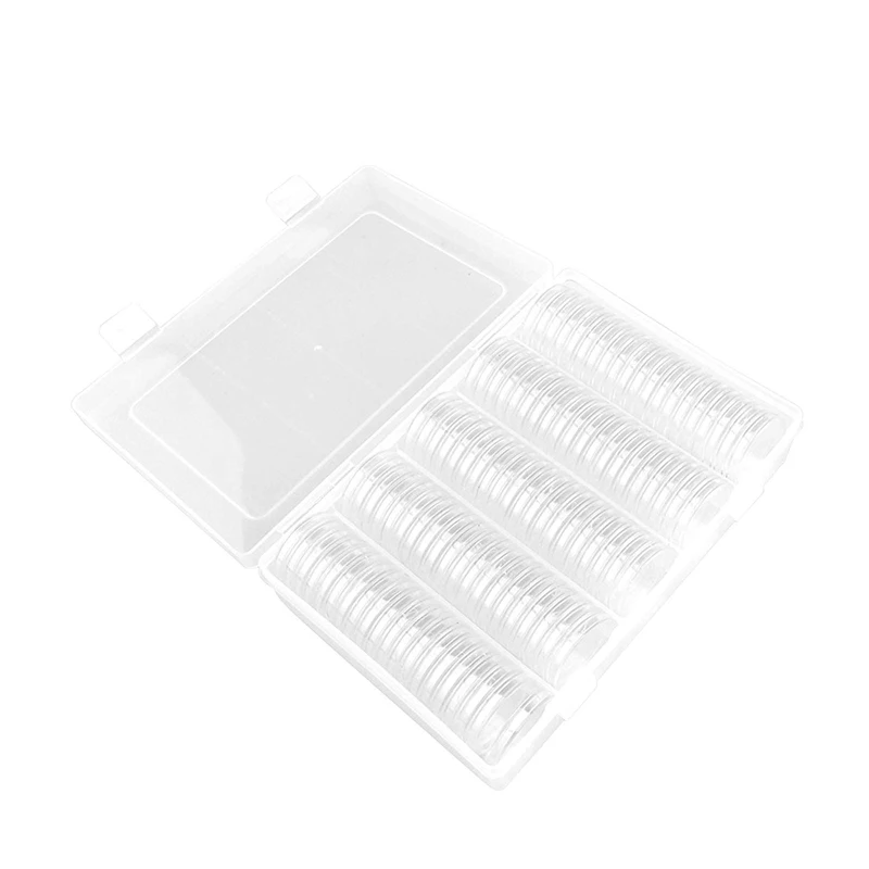 Прозрачный защитный чехол для монет 100 шт. прозрачная коробка хранения круглые