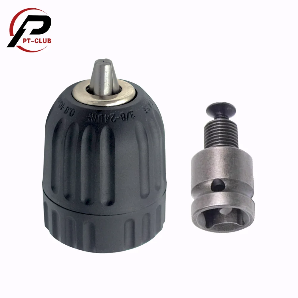 

0.8-10mm Precise Keyless Drill Chuck Converter 3/8"- 24UNF Thread Quick Change Adapter SDS-Plus Shank 1/4" Hex