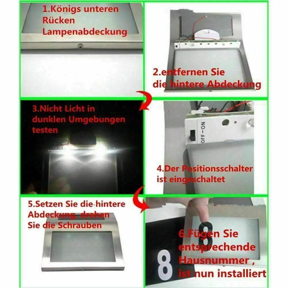 Solar House Number Plaque Light with 200LM Motion Sensor LED Lights Address for Home Garden Door Lamp Lighting | Лампы и освещение