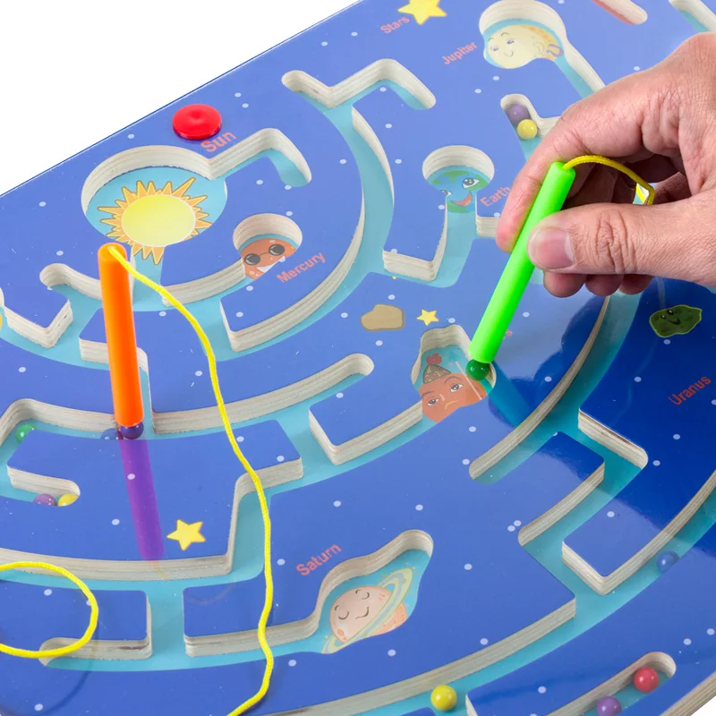 

Children's Magnetic Pen Maze Toy Ball Beading Intelligence Brain Thinking Concentration Training Parent-Child Game